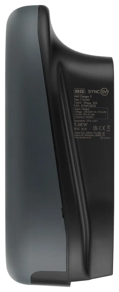 SyncEV EVWC2S7G 7.4kW Wall Charger with Wi-Fi and Type 2 Socket
