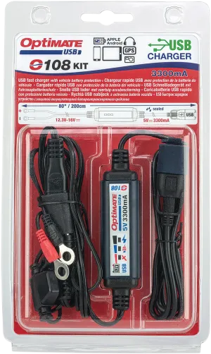 Tecmate Optimate USB Charger With 20" Cord (O-108Kit)