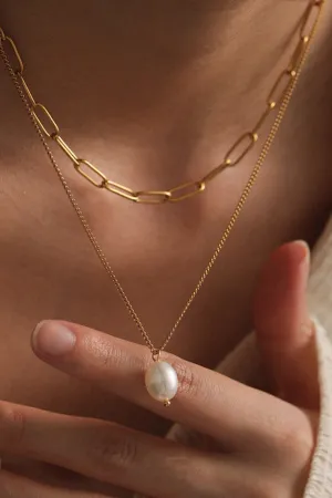 The Jules 18K Gold Plated Multi Layer Pearl Drop Necklace