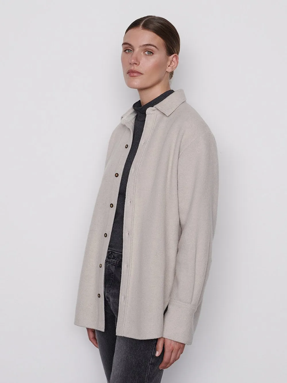 The Oversized Shirt Jacket in Bone