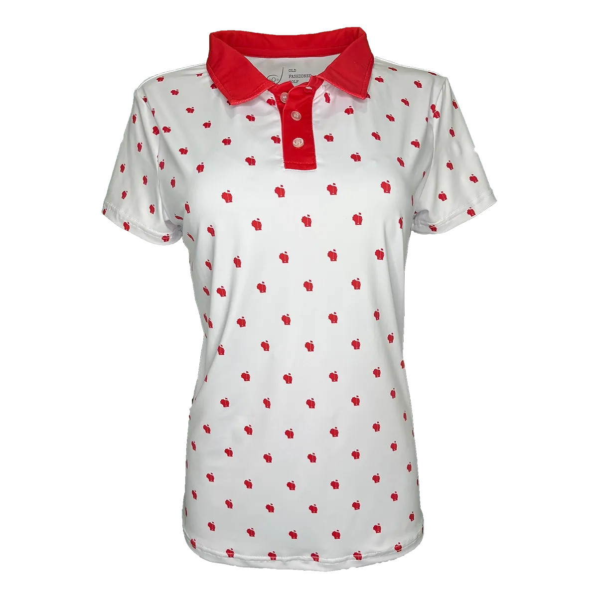 The Women's Polka State Polo - White w/ Red State/Collar