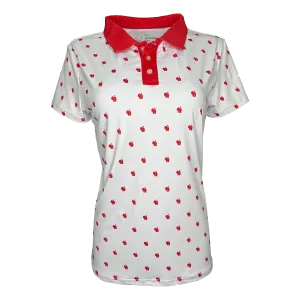The Women's Polka State Polo - White w/ Red State/Collar