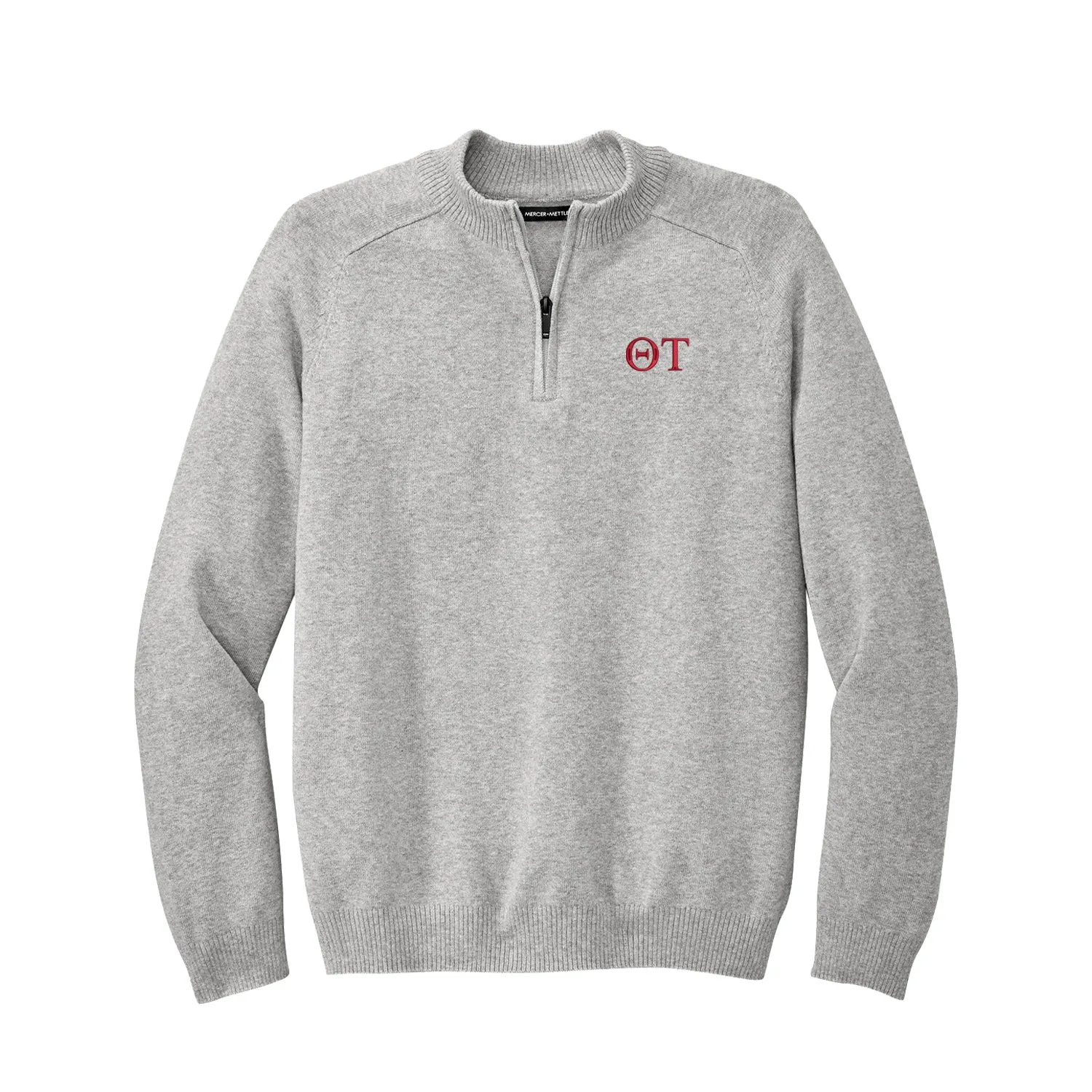 Theta Tau 1/4-Zip Monogrammed Sweater
