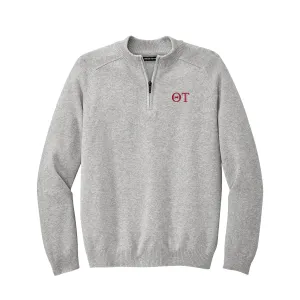 Theta Tau 1/4-Zip Monogrammed Sweater
