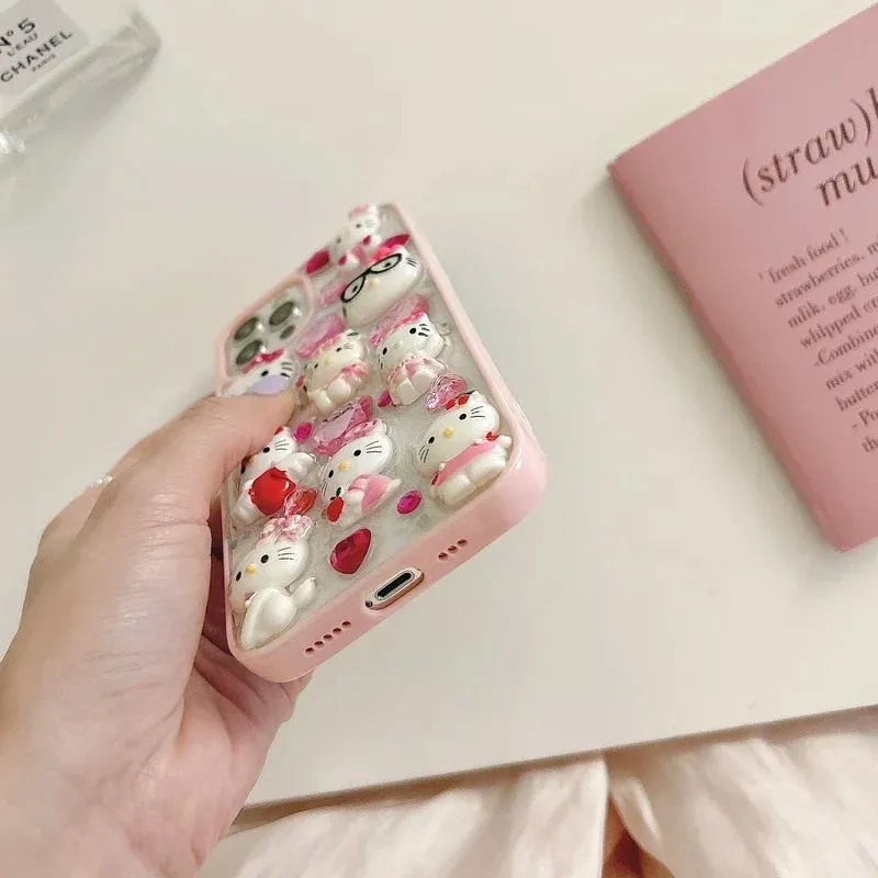 Transparent Phone Case with 3D Hello Kitty | Diamond Embellishments