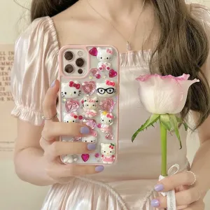 Transparent Phone Case with 3D Hello Kitty | Diamond Embellishments