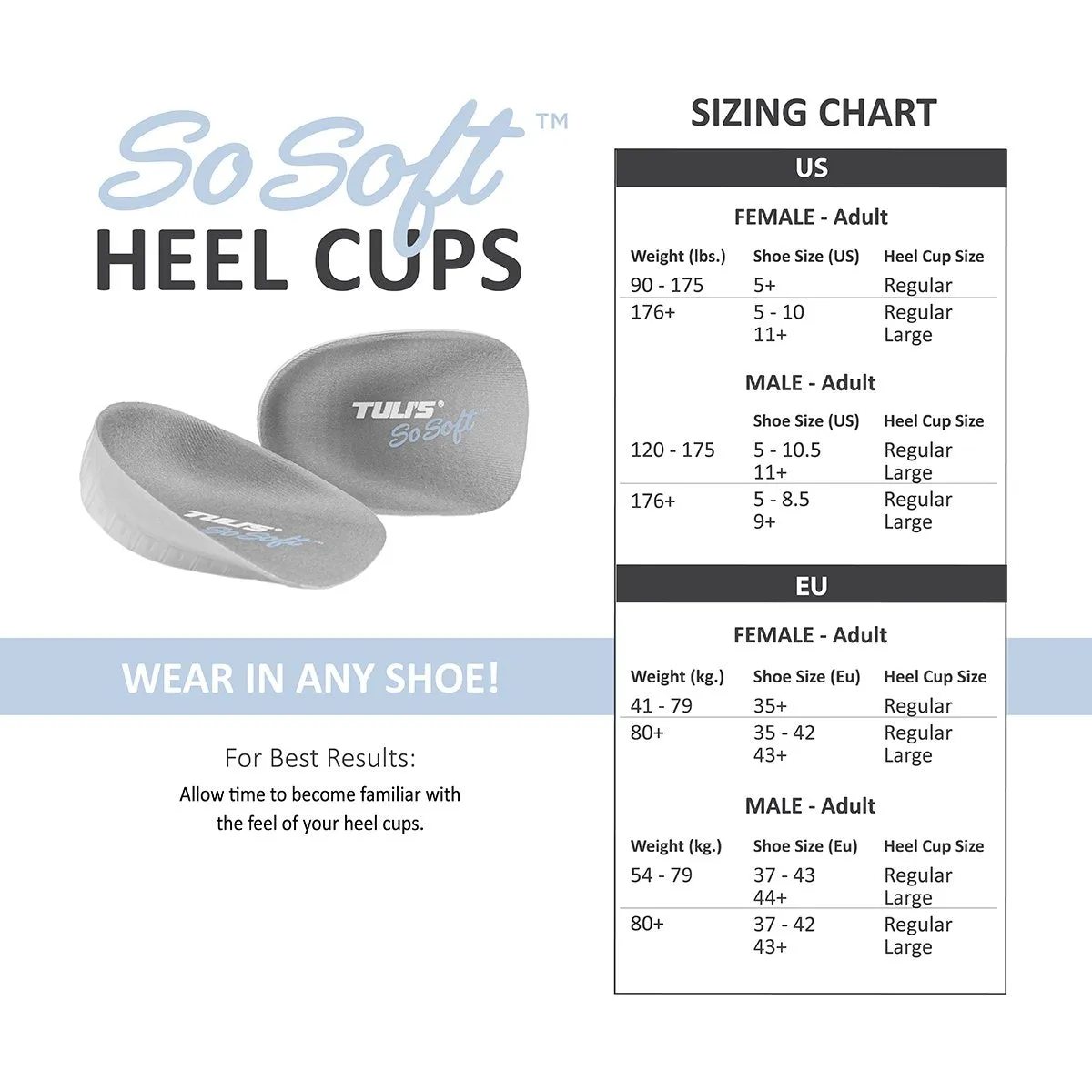 TULI'S SO SOFT HEEL CUPS - Ultimate Heel Pain Relief - SAVE 10%