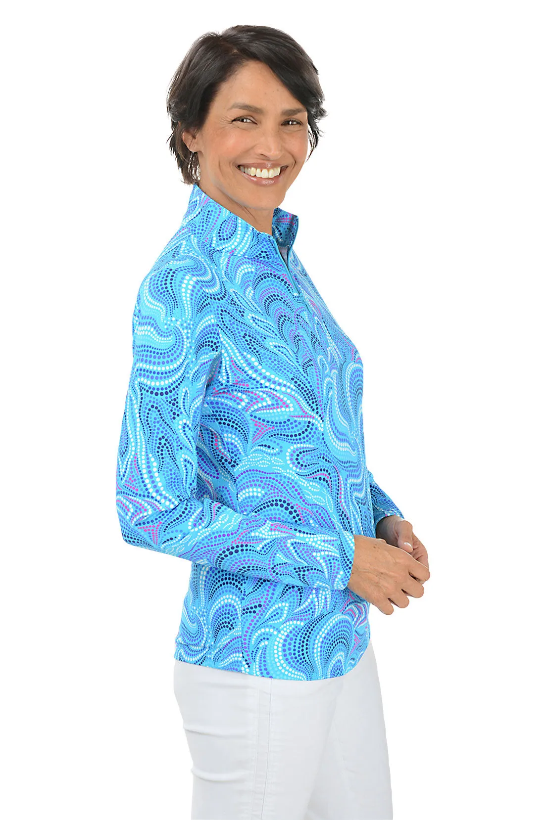 Turquoise Rebecca Dots UPF50  Sun Shirt