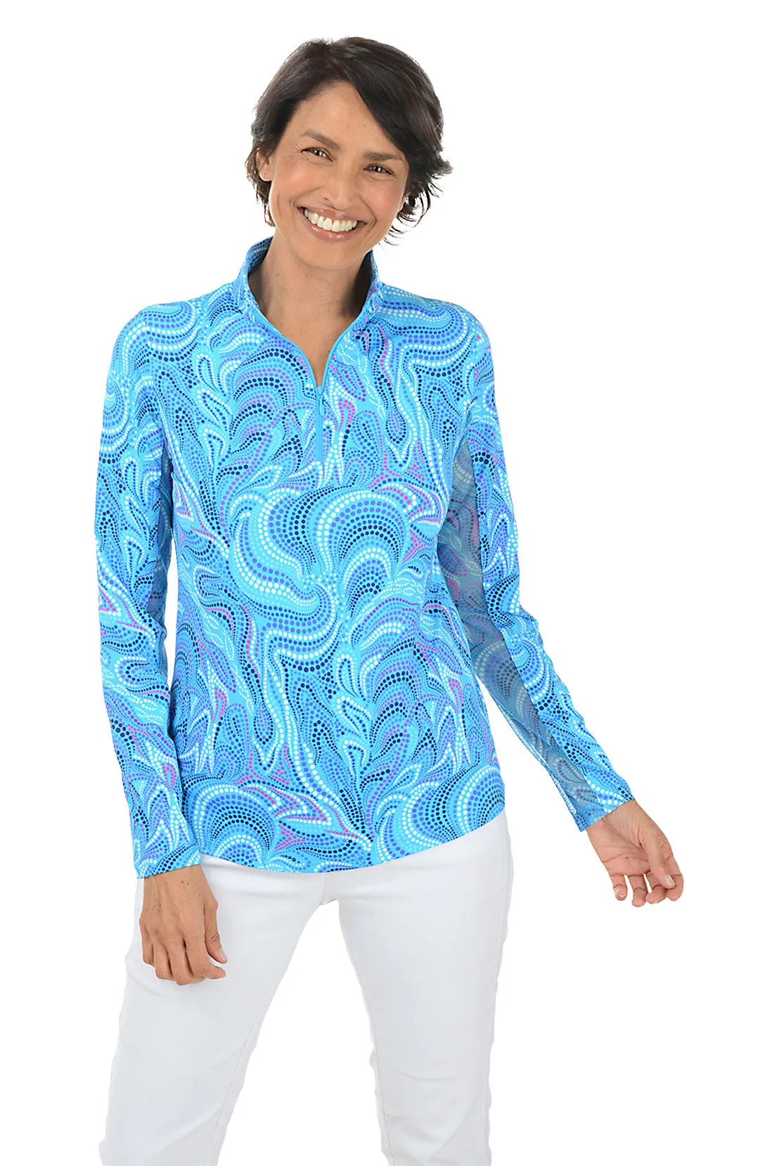 Turquoise Rebecca Dots UPF50  Sun Shirt