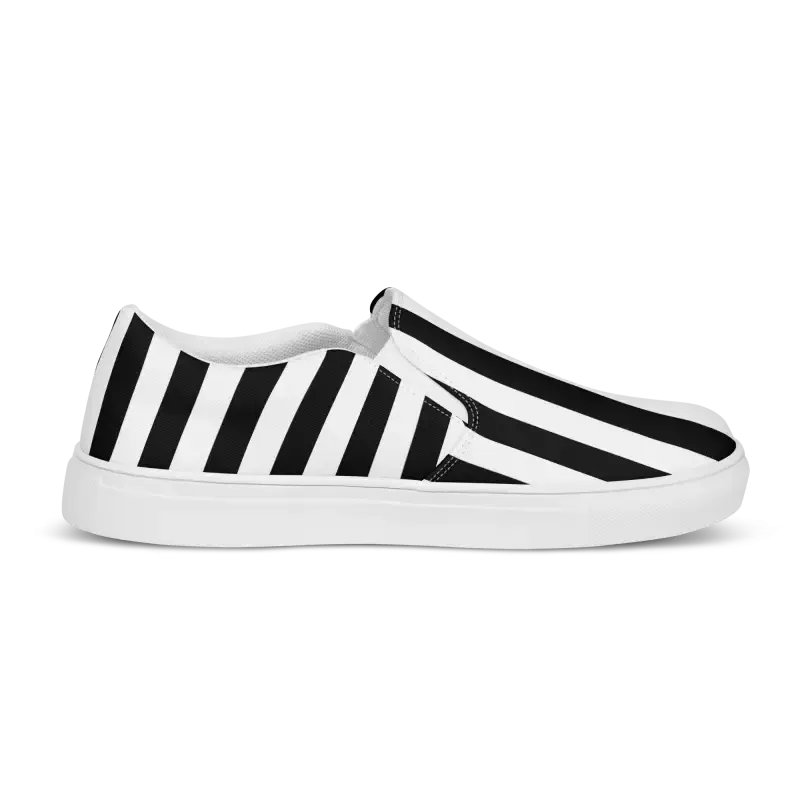 Unique Black Striped Canvas Shoes for Bold Steps