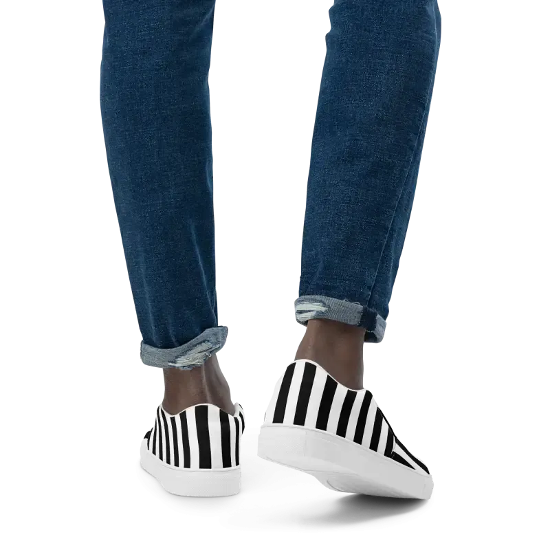 Unique Black Striped Canvas Shoes for Bold Steps