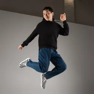 Unique Black Striped Canvas Shoes for Bold Steps