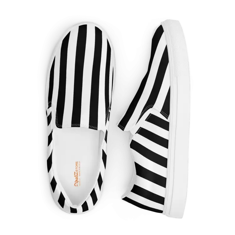 Unique Black Striped Canvas Shoes for Bold Steps