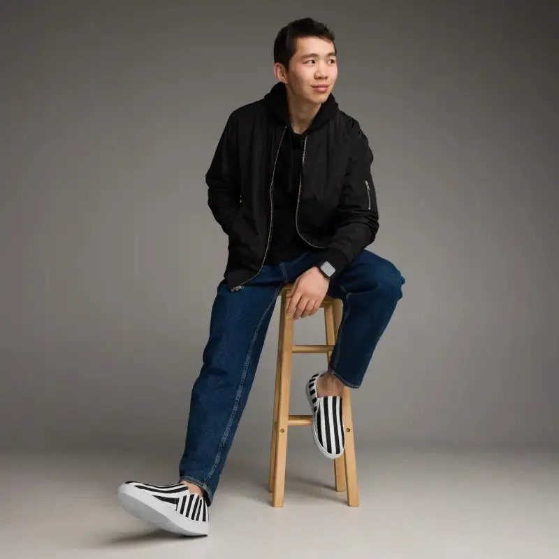 Unique Black Striped Canvas Shoes for Bold Steps