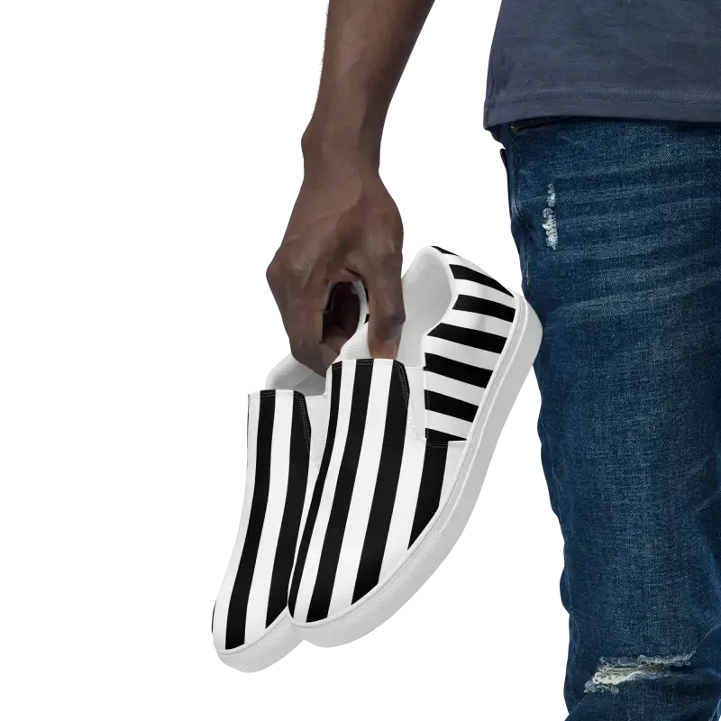 Unique Black Striped Canvas Shoes for Bold Steps