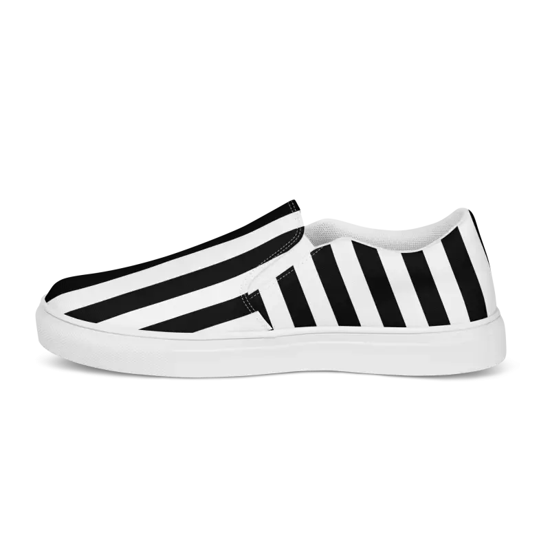 Unique Black Striped Canvas Shoes for Bold Steps