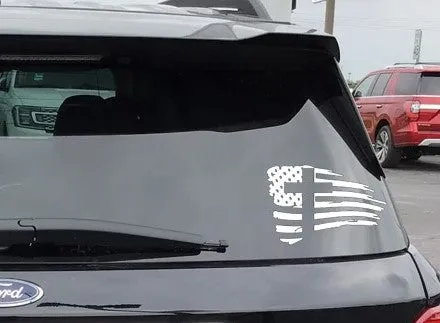 US FLAG WITH CROSS DECAL