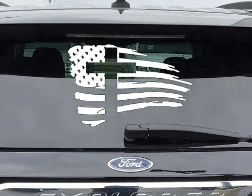 US FLAG WITH CROSS DECAL