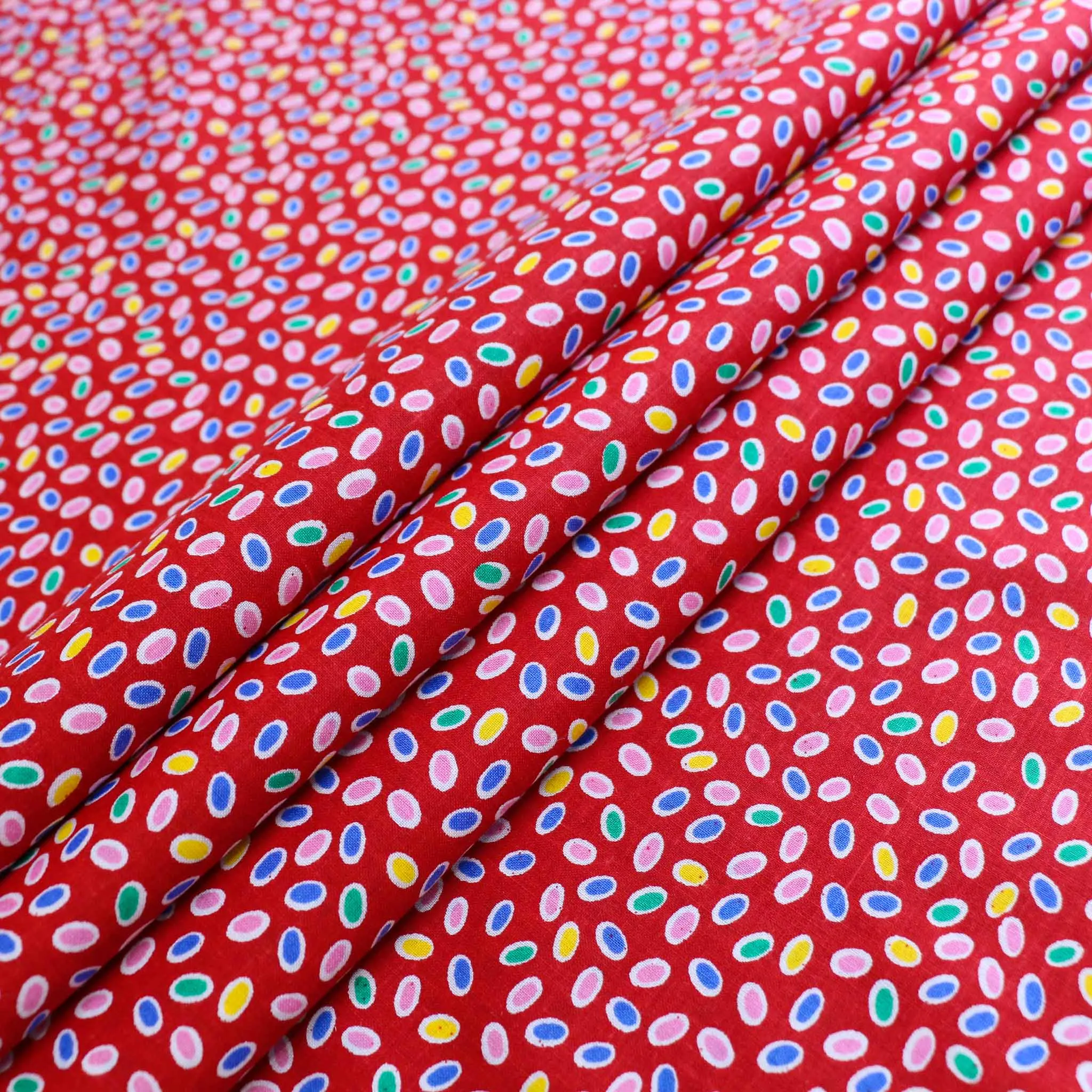 Vintage 100% Cotton Fabric - Red