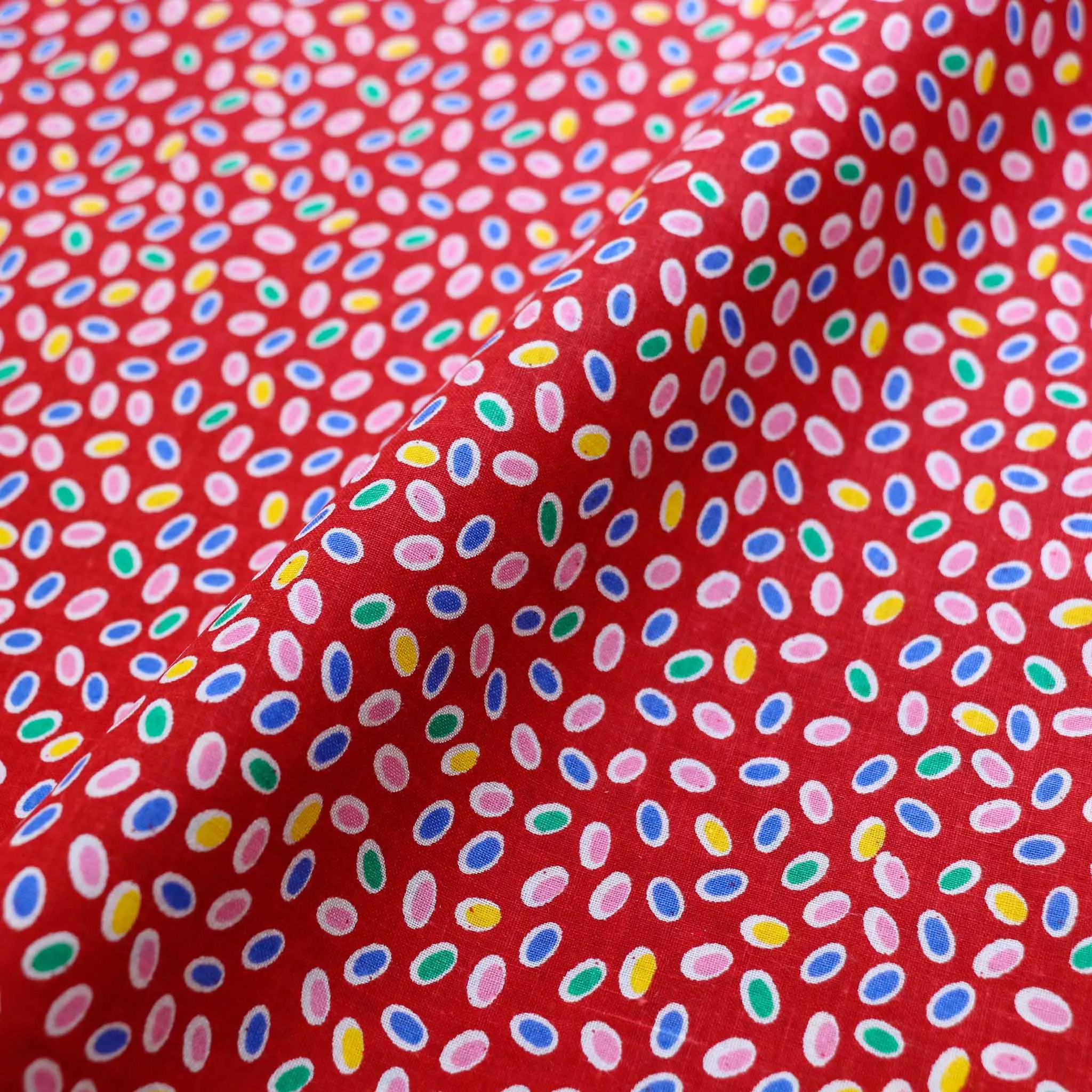 Vintage 100% Cotton Fabric - Red
