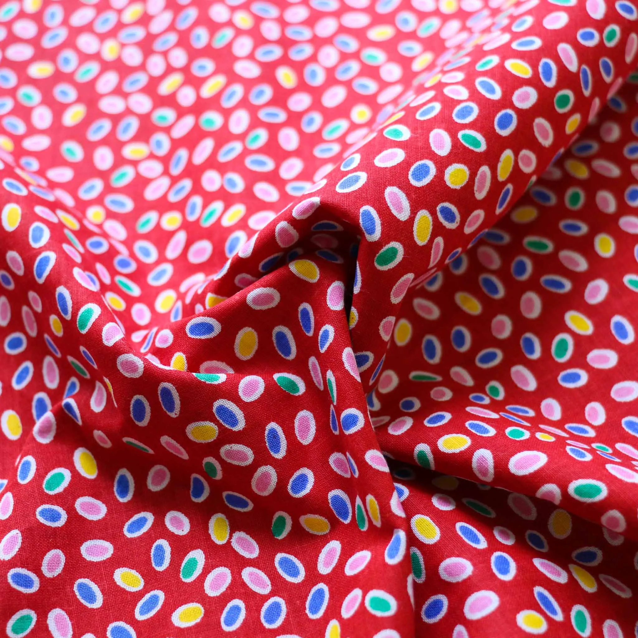 Vintage 100% Cotton Fabric - Red