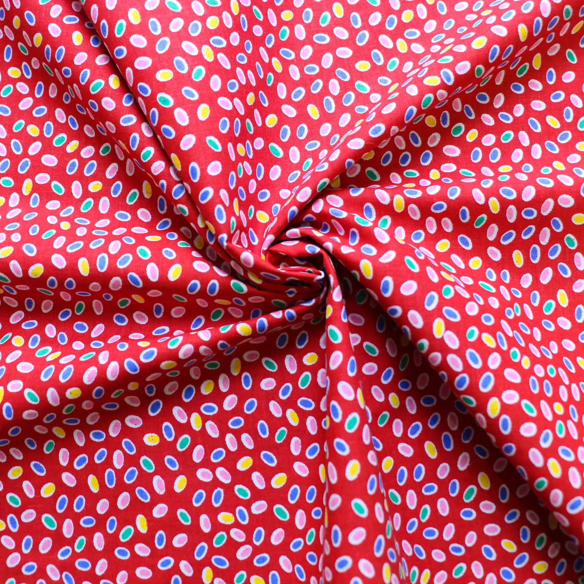 Vintage 100% Cotton Fabric - Red