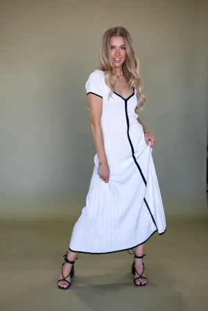 Wesley Pleated White Sweater Dress