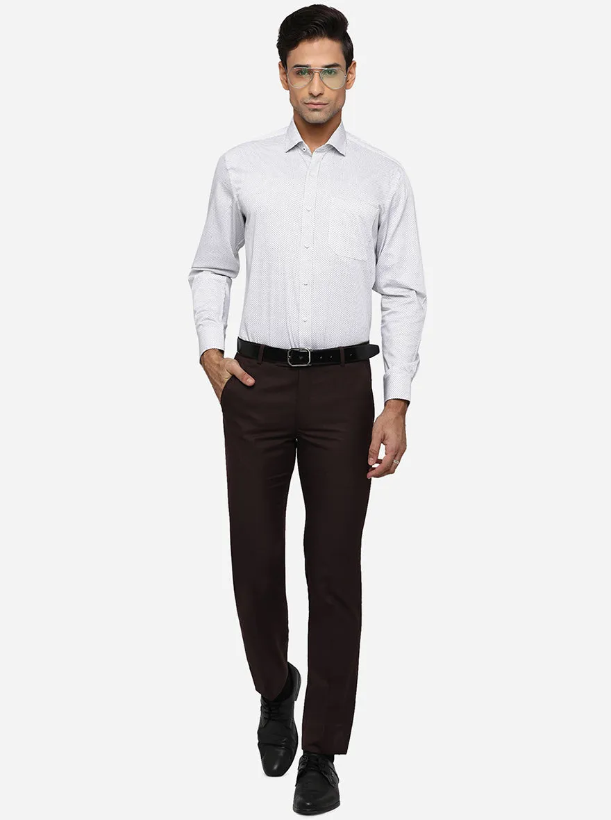 White & Blue Printed Regular Fit Formal Shirt | Greenfibre
