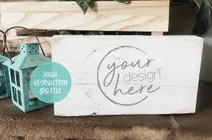 White Wood Block Sign Product Mockup | Wood Envelope Mockup