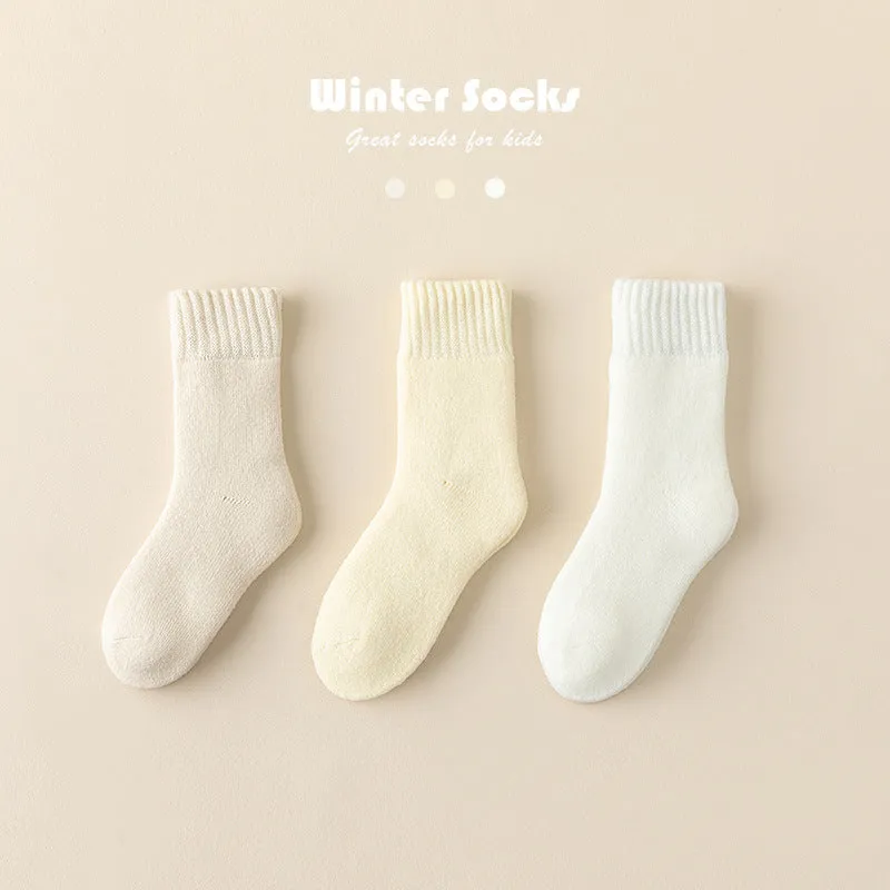 Winter/Autumn Candy-Colored Mid-Calf Socks in Combed Cotton for Warmth