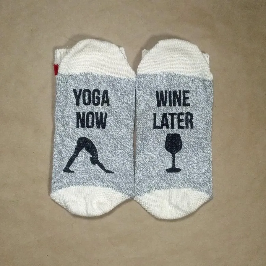 Yoga Now, Wine Later Socks